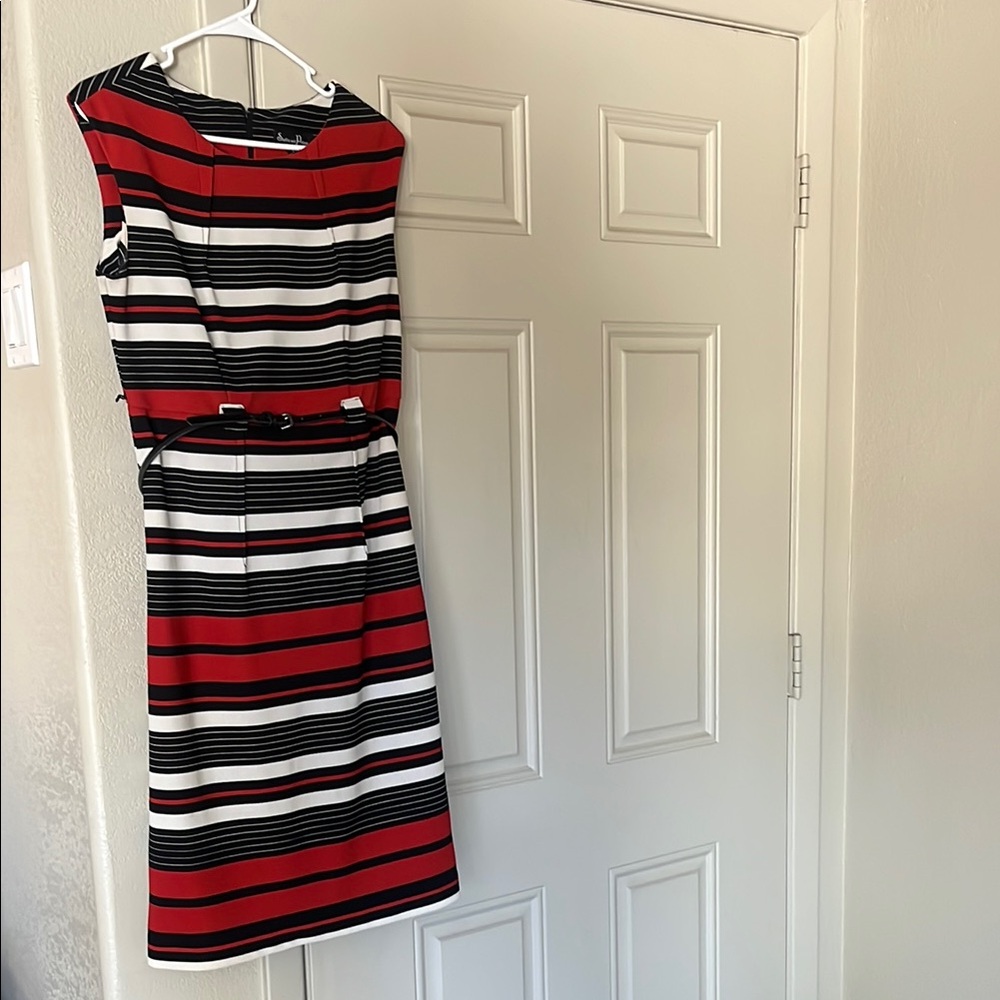 Shelby & Palmer Red and Black Striped Midi Dress